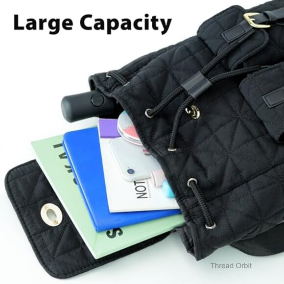 Small Quilted Backpack with Anti-Theft Pocket, Waterproof Daypack for Women